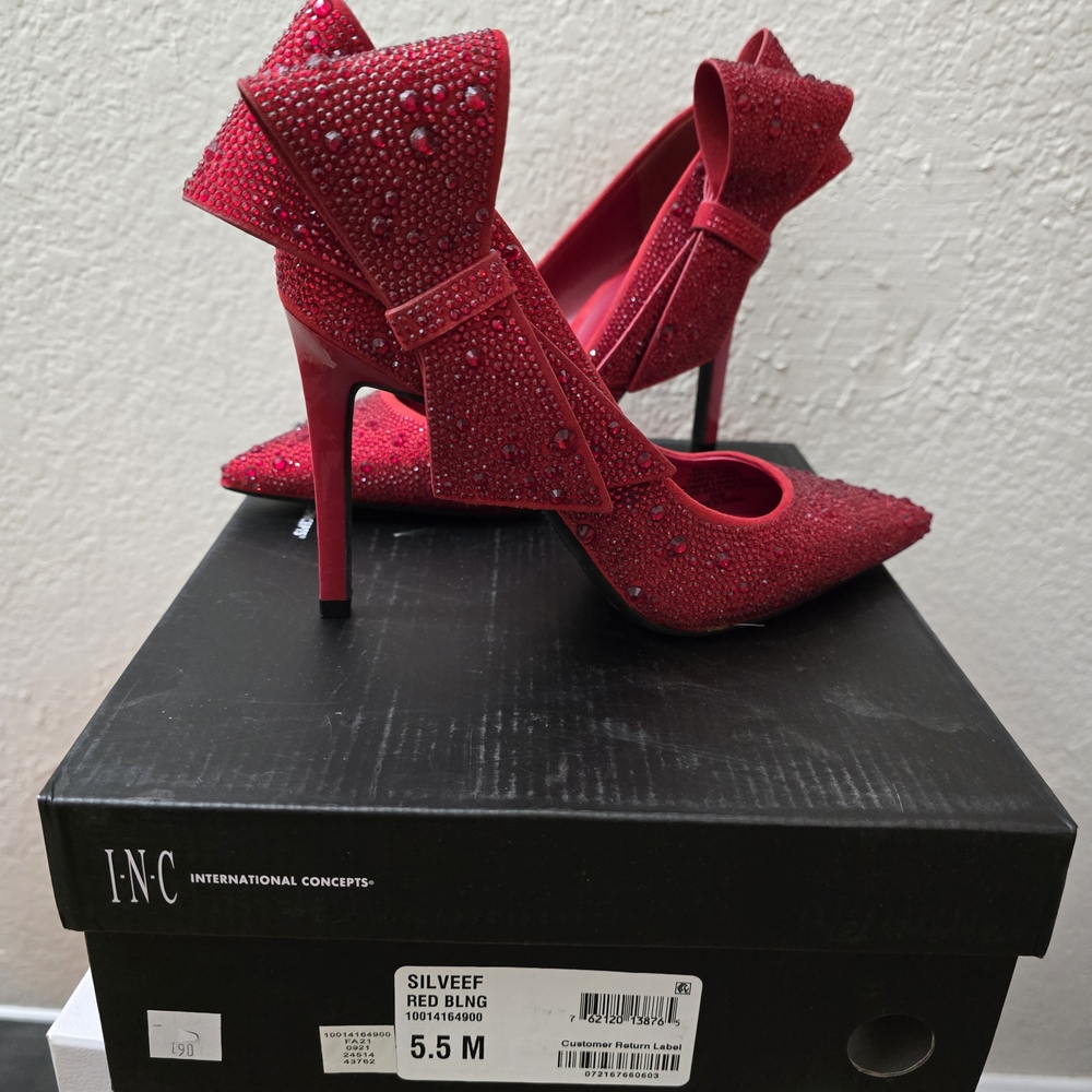 INC International Concepts Women's Red Bling Heels
